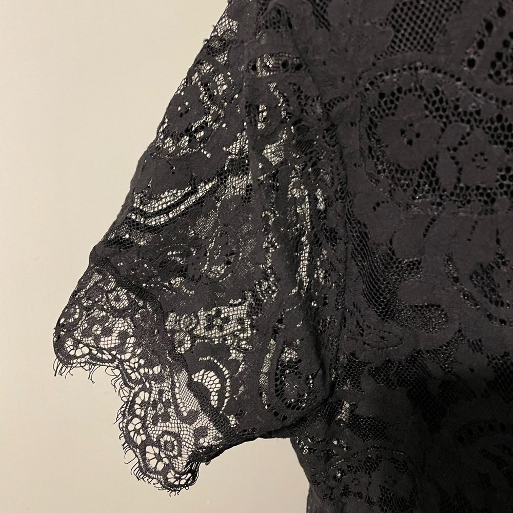Torrid Maxi Lace Dress Button Front A-Line Sz 00 (M) Black Witchy Dark Goth Long - Picture 7 of 9